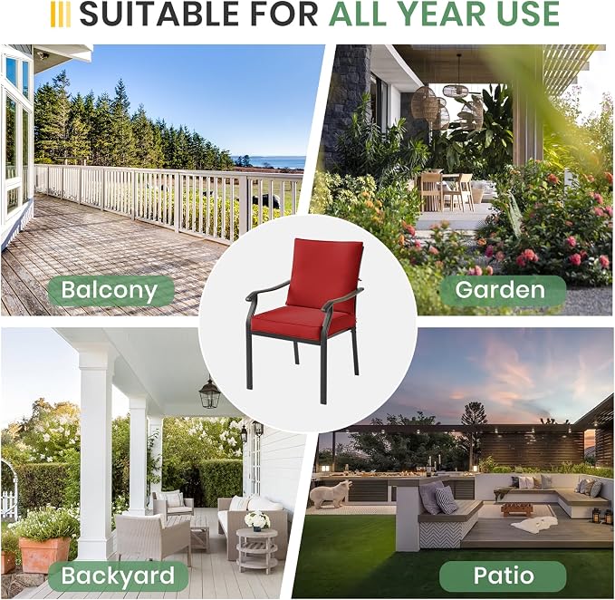 LVUYOYO Outdoor Patio Dining Chairs Set of 6, Metal Stackable Chairs Set - Image 8