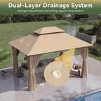 12'x10' Gazebo with Light, Outdoor Gazebo with Double Roofs | Metal Frame Canopy - Image 5