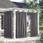 NICETOWN Weighted Curtains for Patio Waterproof W66xL84 Grey 2 Panels | Gazebo - Image 2