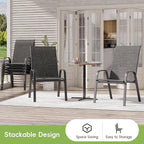 Patio Chairs Set of 8, Stackable Outdoor Dining Chairs - Image 2
