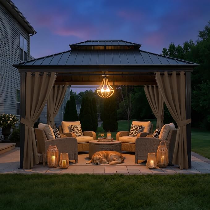 Outdoor Curtains Waterproof Panel W52 x L95 Inch Mocha, 1 Panel | Grommet Top - Image 7