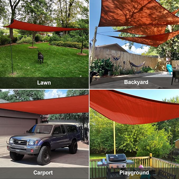 Sun Shade Sail 12' x 12' x 12' Terra Red Triangle Shade Cover | Outdoor sun - Image 8