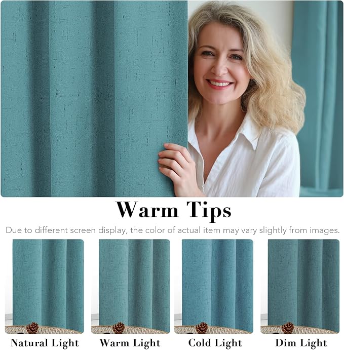 H.VERSAILTEX Linen Blackout Curtains 63 Inches Long 100% Absolutely Blackout - Image 5