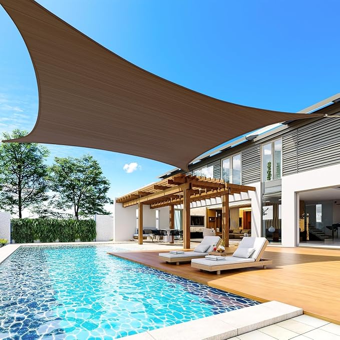 Quictent Sun Shade Sail for Patio w/Hardware Kit 185GSM 20x20ft Brown | Square - Image 9