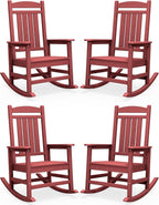 SERWALL Outdoor Rocking Chair Set of 4, Oversized Patio Rocking Chair, Porch by SERWALL