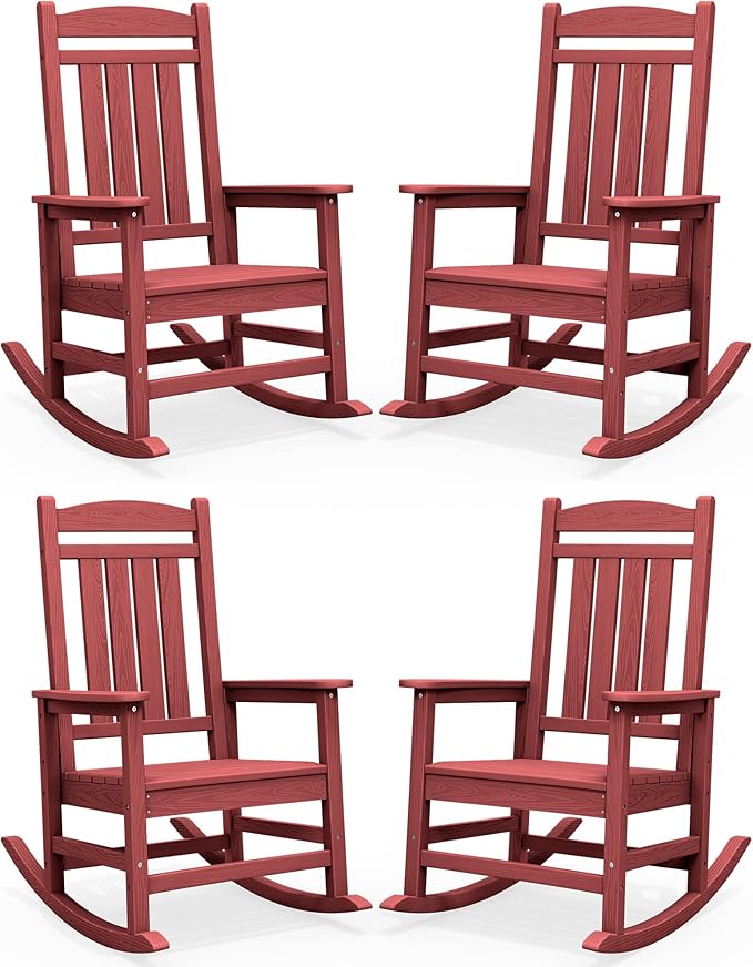 SERWALL Outdoor Rocking Chair Set of 4, Oversized Patio Rocking Chair, Porch by SERWALL