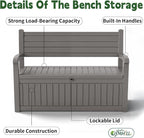80 Gallon Outdoor Storage Bench, Waterproof Resin Deck Box - Image 4