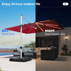 PURPLE LEAF Cantilever Umbrella 9' X 12' Solar LED Light Patio Deck, Terra | - Image 5
