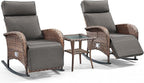 3 Pieces Zero Gravity Wicker Patio Rocking Recliner Chairs Set of 2 - Image 7