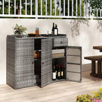 Tangkula Rattan Outdoor Storage Cabinet, Patiojoy Outdoor Cabinet - Image 9