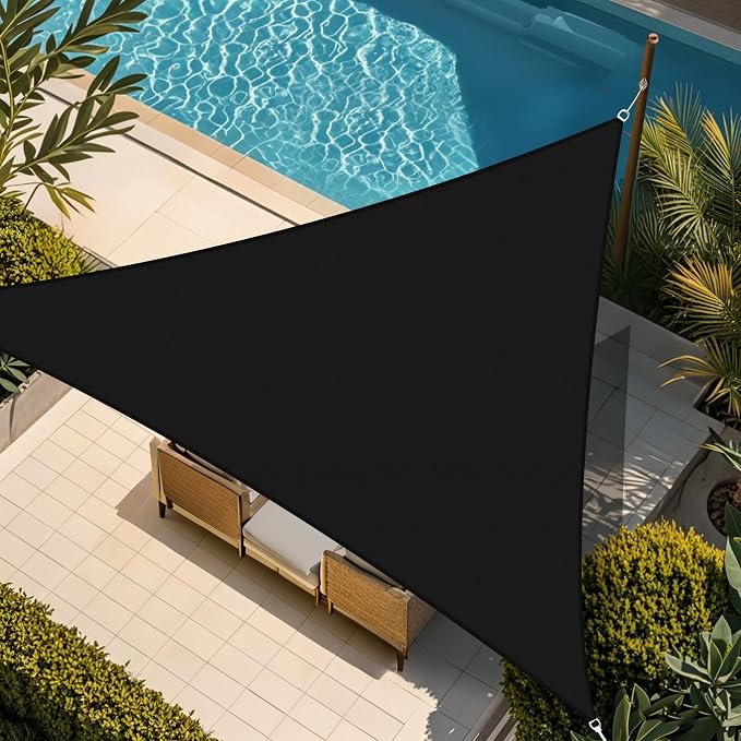 Shade&Beyond Custom Sun Shade Sail 7'x10'x12.2' Triangle Black Sun Sail Shades by ShadeBeyond
