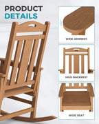 Oversized Outdoor Rocking Chairs Set of 8, 380lbs Heavy-Duty Large Patio Rocker - Image 6