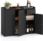 Tangkula Rattan Outdoor Storage Cabinet, Patiojoy Outdoor Cabinet by TANGKULA