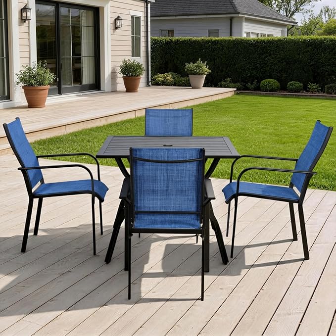 Patio Chairs Set of 4, Stackable Outdoor Dining Chairs, All Weather Breathable - Image 2