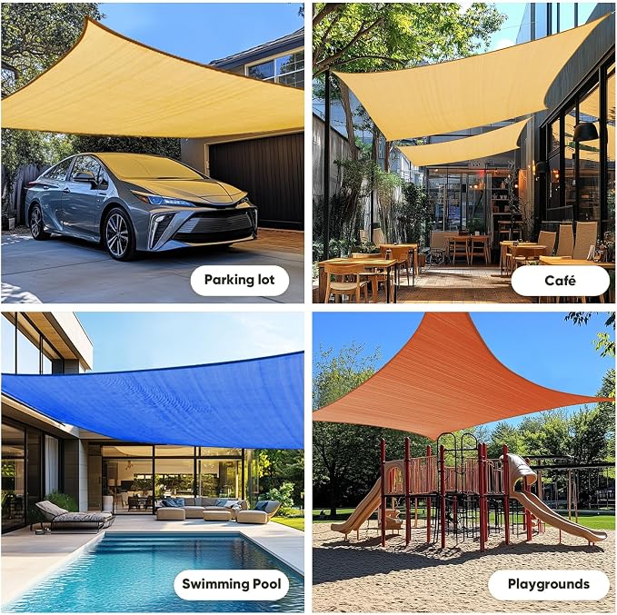 Quictent Sun Shade Sail for Patio w/Hardware Kit 185GSM 24x24ft Brown | Square - Image 3