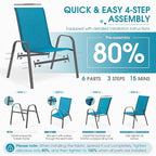 24.4" Wide Outdoor Stackable Chairs Set of 6 | Stacking Patio Chairs - Image 7