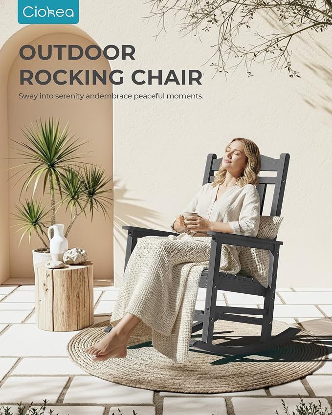 Oversized Outdoor Rocking Chairs Set of 3, 380lbs Heavy-Duty Large Patio Rocker - Image 8