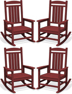 Oversized Outdoor Rocking Chairs Set of 4, HDPE Porch Rockers by KINGYES