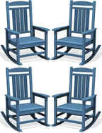 Oversized Outdoor Rocking Chairs Set of 4, Porch Rocker Unique Blue | by KINGYES
