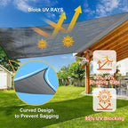 Sun Shade Sail 10' x 11' x 14.9' Dark Grey Rectangle Canopy Sail Shade Cover UV - Image 4