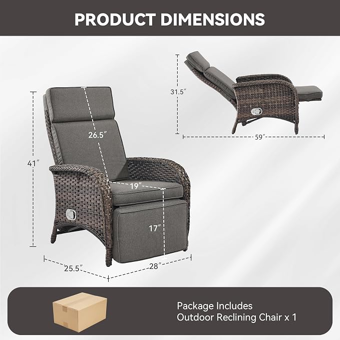 Zero Gravity Wicker Patio Recliner Chairs Set of 2 - Image 2
