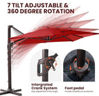 9' X 12' Cantilever Patio Umbrella Rectangular Outdoor Umbrellas | Heavy Duty - Image 4