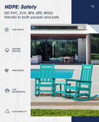 Oversized Outdoor Rocking Chair Set of 2, HDPE Patio Rockers, Aruba | | - Image 9
