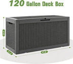 120 Gallon Waterproof Large Resin Deck Box, Lockable Large Outdoor Storage - Image 2