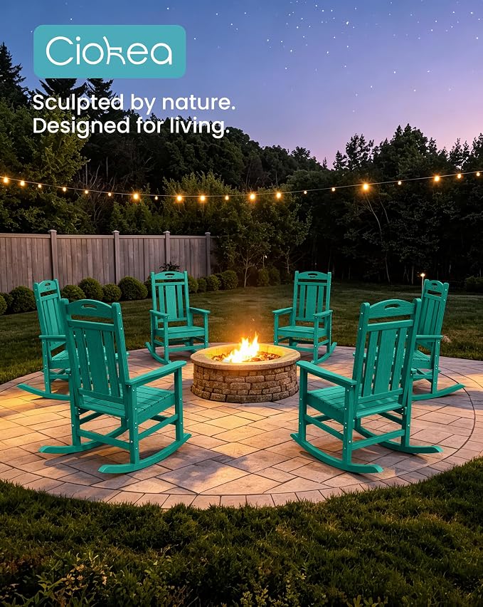 Oversized Outdoor Rocking Chairs Set of 6, 380lbs Heavy-Duty Large Patio Rocker - Image 3