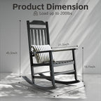 Patio Rocking Chair Outdoor Set of 2, Oversized Porch Rocker, High Back Smooth - Image 3