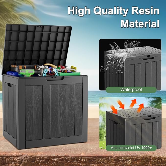 32 Gallon Outdoor Storage Box 2 Pack All-Weather Deck Box - Image 4