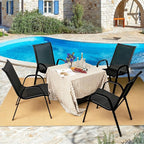Giantex Patio Chairs Set of 4, Stackable Outdoor Dining Chairs - Image 2