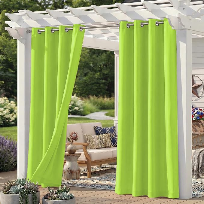 Set of 4 Outdoor Curtains for Patio Waterproof, Breathable Grommet Panels for by Sunshelf
