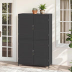 Tangkula Rattan Outdoor Storage Cabinet, Patiojoy Outdoor Cabinet - Image 9