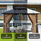 Aoxun 12'x10' Gazebo with Polycarbonate Double Roof, Light Brown | Metal Frame - Image 5