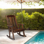 VINGLI Outdoor Rocking Chair, Heavy Duty 600 LBS Wooden Rocker, Rustic | High & - Image 2