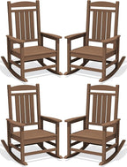 Oversized Outdoor Rocking Chairs Set of 4, HDPE Porch Rocker by KINGYES