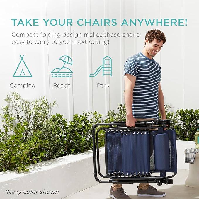 Best Choice Products Set of 2 Adjustable Steel Mesh Zero Gravity Lounge Chair - Image 6