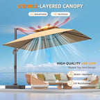 10' X 13' Outdoor Patio Umbrella Large Rectangle Cantilever Umbrella - Image 2