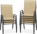 Patio Chairs Set of 8, Outdoor Stackable Dining Chairs by PIZZELLO