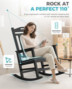 Oversized Outdoor Rocking Chairs Set of 4, 380lbs Heavy-Duty Large Patio Rocker - Image 4