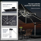 PURPLE LEAF Cantilever Umbrella 12'X12' Double Top Solar LED Light, Stays bright - Image 2