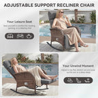 Zero Gravity Patio Rocking Wicker Recliner Chairs Set of 2- Wicker Outdoor - Image 5