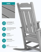 SERWALL Oversized Outdoor Rocking Chairs Set of 4, Patio Rocker, Space Gray | - Image 4