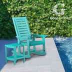 GREENVINES Oversized Outdoor Rocking Chair, HDPE Rocker, Aqua | 21.7" Wide Seat - Image 2