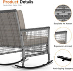 DECMICO 3 Piece Outdoor Rocking Chair Set, Wicker Bistro Furniture | Washable - Image 4