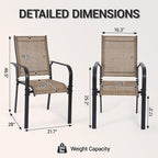 Patio Chairs Set of 8, Stackable Outdoor Dining Chairs, All Weather Breathable - Image 3
