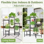 iDavosic.ly Plant Stand Indoor Outdoor, 6 Tier Iron Corner Shelf, Folding Multi - Image 7