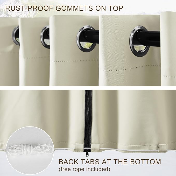 RYB HOME Fade-Resistant Extra Wide Outdoor Curtains - Image 7