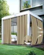 Windproof Outdoor Curtains for Patio Waterproof 4 Pcs 54x84 In Taupe | Grommet by HolidayIdeas